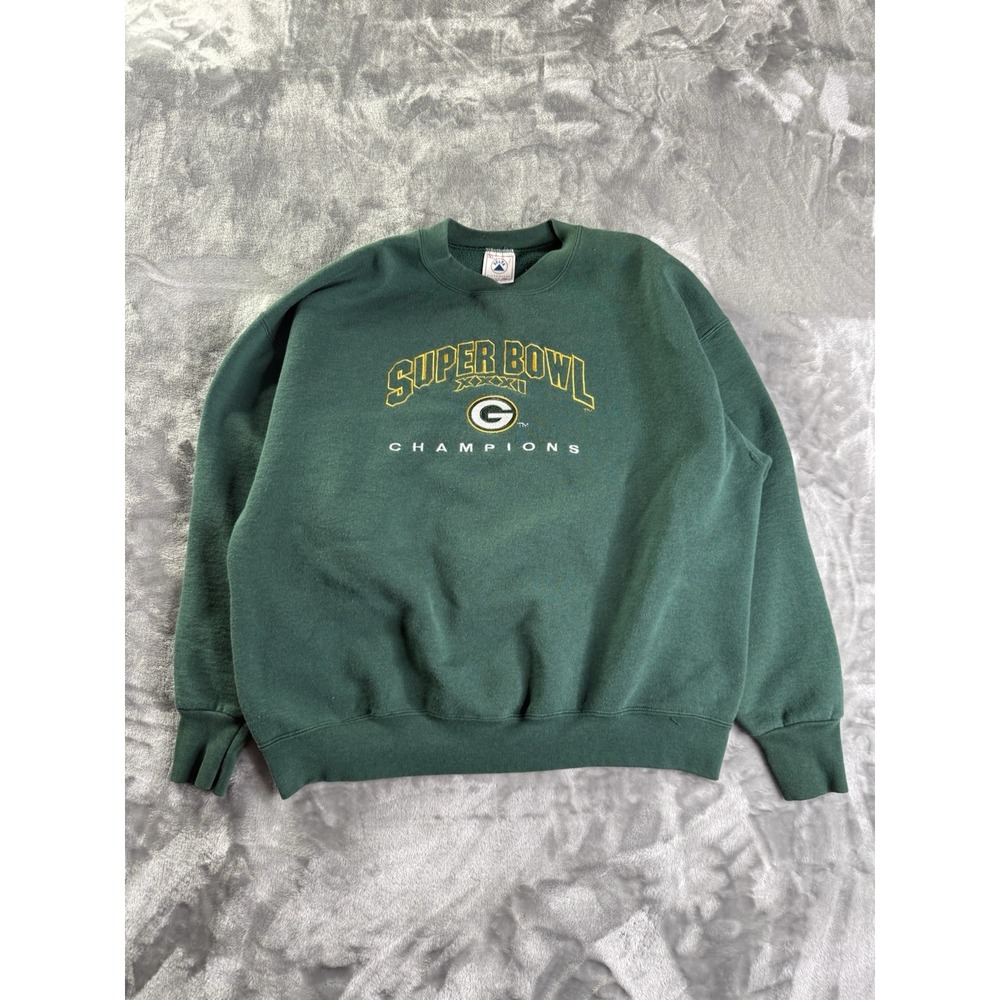 Vintage Super Bowl  XXXI Green Bay Packers Champion Sweater Mens Sz XL Green USA